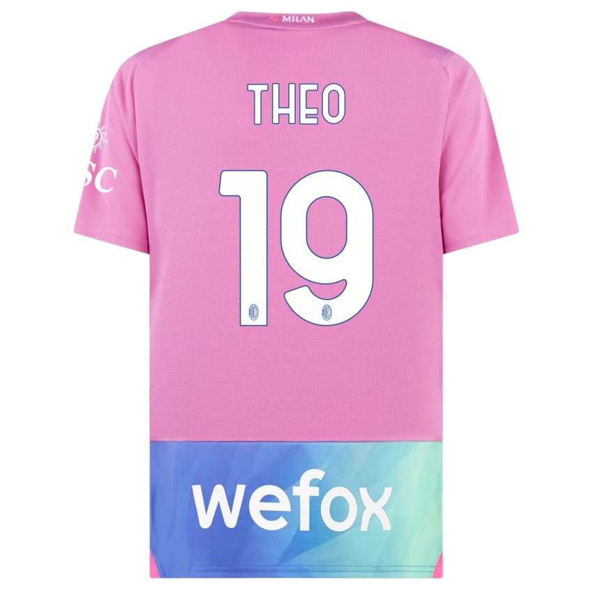 Hombre Camiseta Theo Hernandez #19 Rosado Morado Equipación Tercera 2023/24 La Camisa México