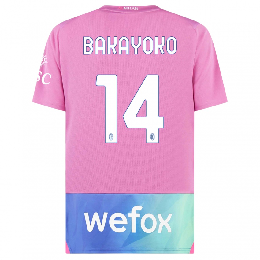 Hombre Camiseta Tiemoue Bakayoko #14 Rosado Morado Equipación Tercera 2023/24 La Camisa México