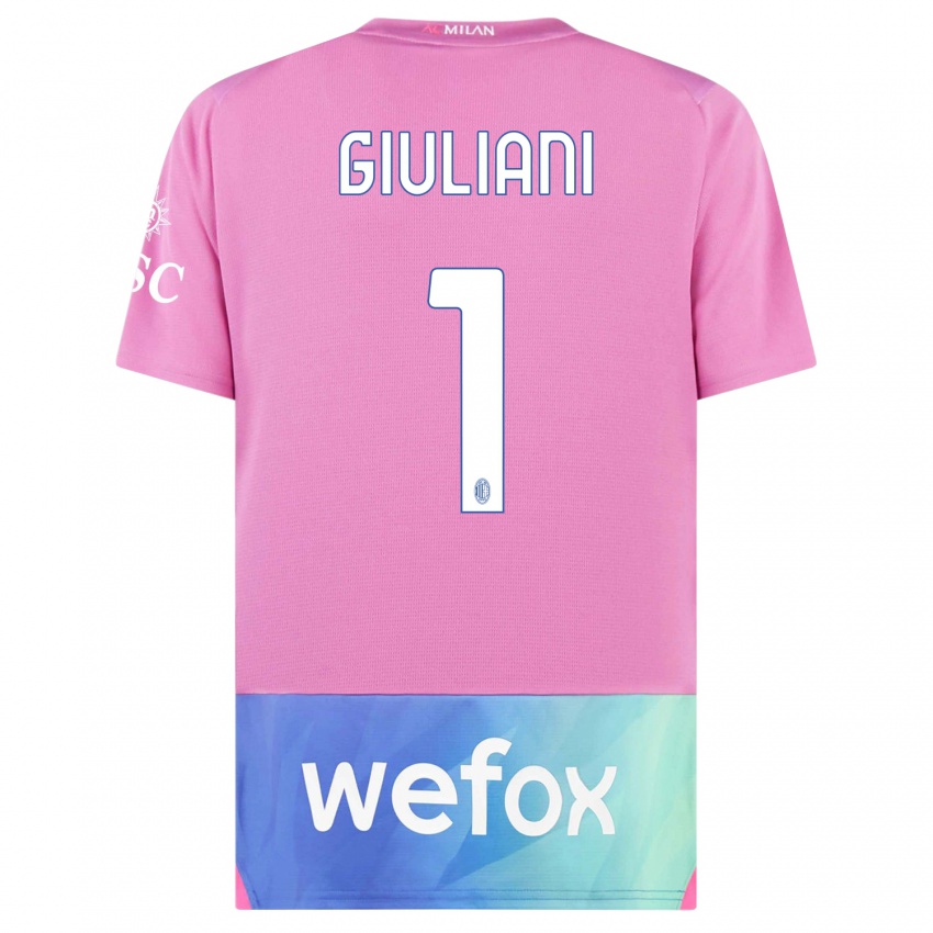 Hombre Camiseta Laura Giuliani #1 Rosado Morado Equipación Tercera 2023/24 La Camisa México