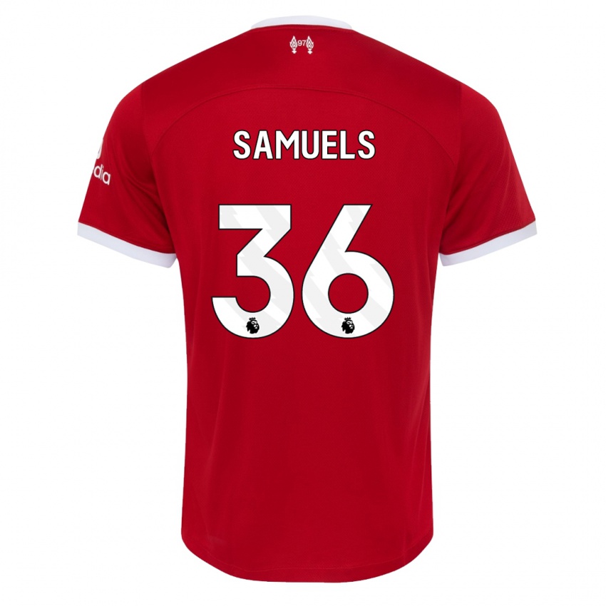Mujer Camiseta Kerron Samuels #36 Rojo 1ª Equipación 2023/24 La Camisa México