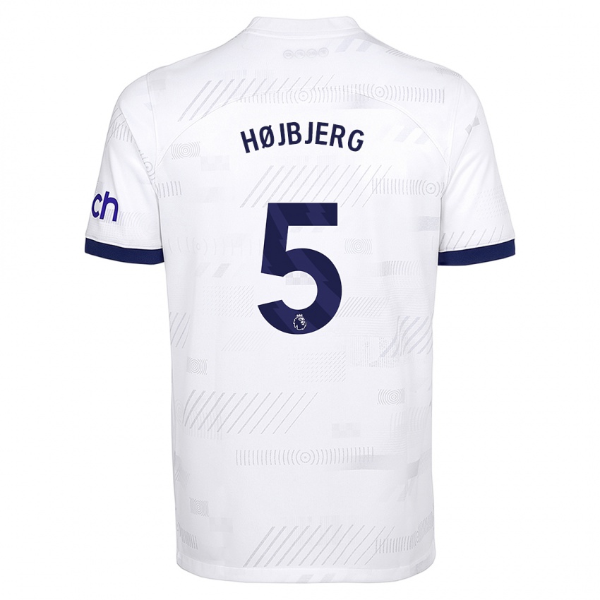 Mujer Camiseta Pierre Emile Hojbjerg #5 Blanco 1ª Equipación 2023/24 La Camisa México