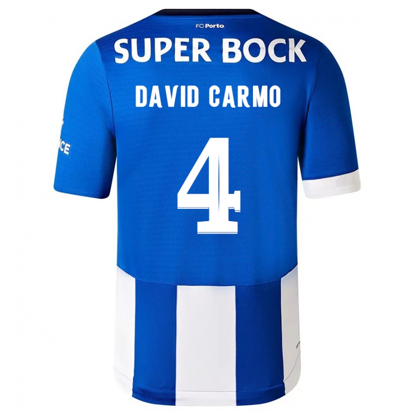 Mujer Camiseta David Carmo #4 Azul Blanco 1ª Equipación 2023/24 La Camisa México
