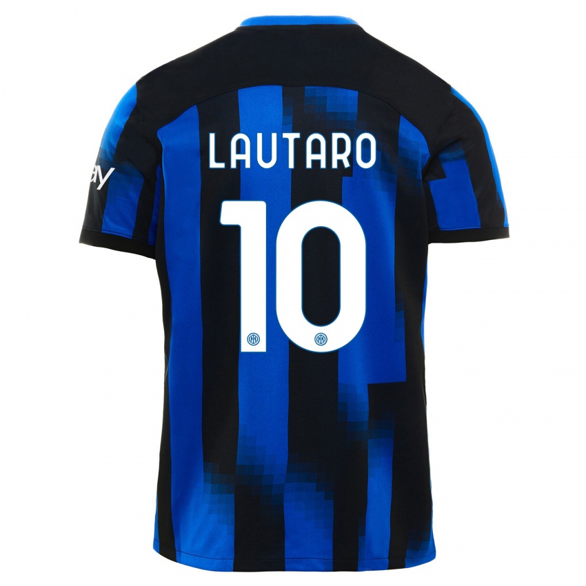 Mujer Camiseta Lautaro Martínez #10 Azul Negro 1ª Equipación 2023/24 La Camisa México