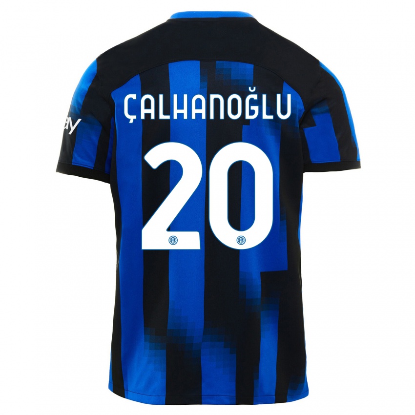 Mujer Camiseta Hakan Calhanoglu #20 Azul Negro 1ª Equipación 2023/24 La Camisa México
