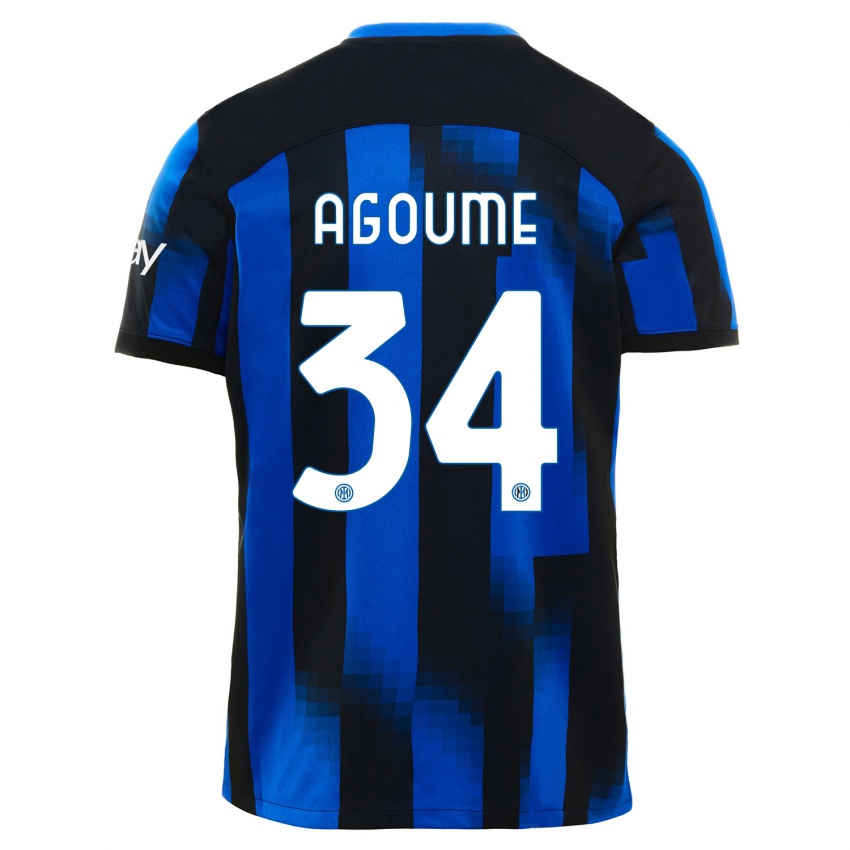 Mujer Camiseta Lucien Agoume #34 Azul Negro 1ª Equipación 2023/24 La Camisa México