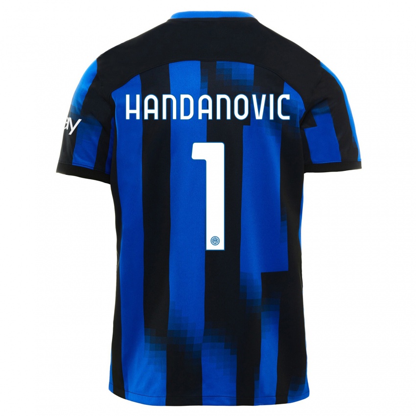 Mujer Camiseta Samir Handanovic #1 Azul Negro 1ª Equipación 2023/24 La Camisa México