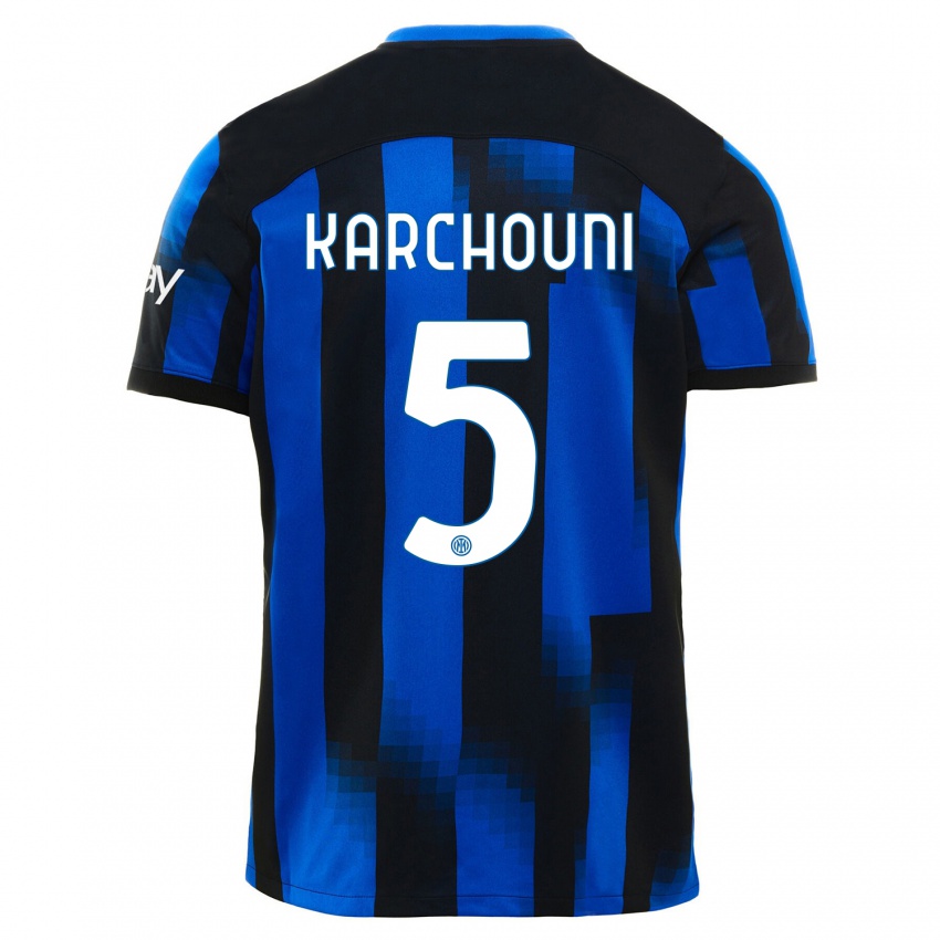 Mujer Camiseta Ghoutia Karchouni #5 Azul Negro 1ª Equipación 2023/24 La Camisa México