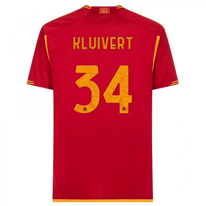 Mujer Camiseta Justin Kluivert #34 Rojo 1ª Equipación 2023/24 La Camisa México