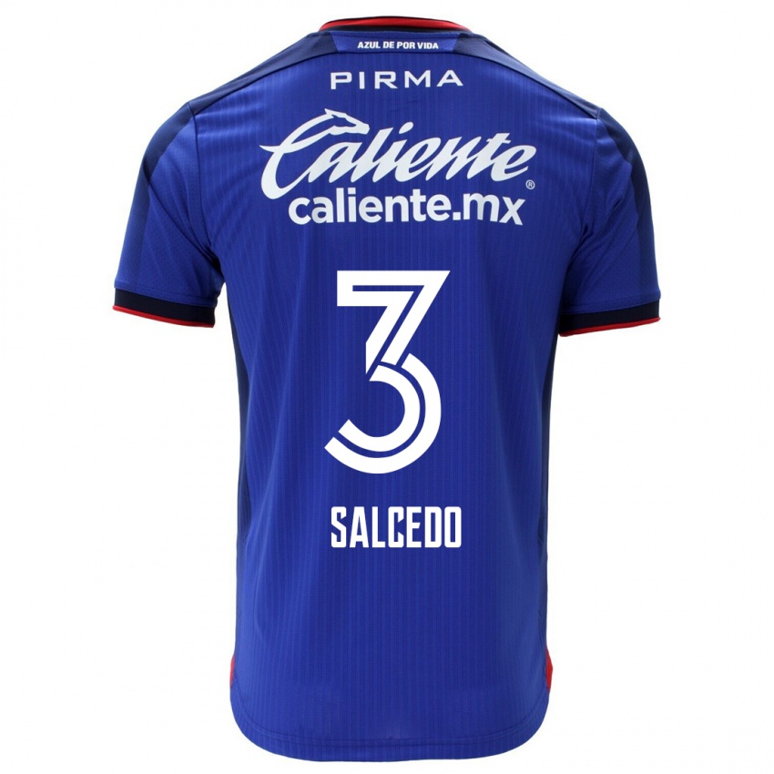 Mujer Camiseta Carlos Salcedo #3 Azul 1ª Equipación 2023/24 La Camisa México