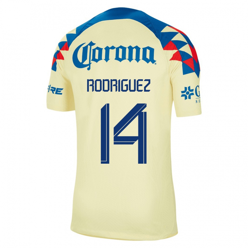 Mujer Camiseta Monica Rodriguez #14 Amarillo 1ª Equipación 2023/24 La Camisa México