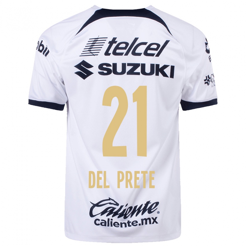 Mujer Camiseta Gustavo Del Prete #21 Blanco 1ª Equipación 2023/24 La Camisa México