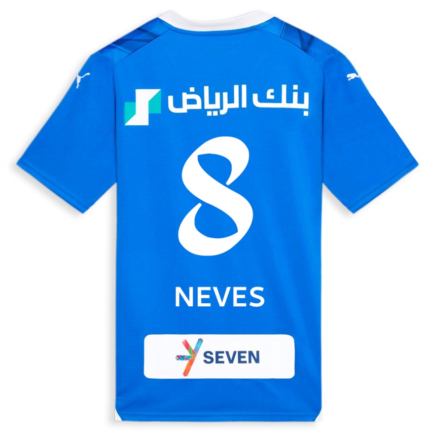 Mujer Camiseta Ruben Neves #8 Azul 1ª Equipación 2023/24 La Camisa México