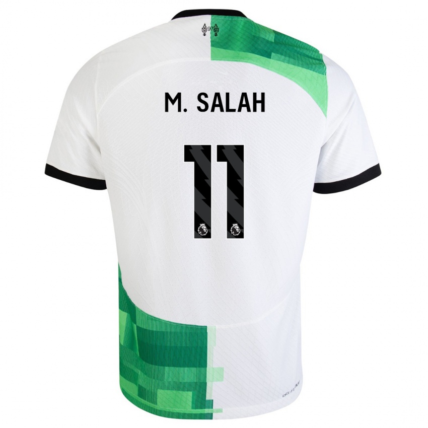 Mujer Camiseta Mohamed Salah #11 Blanco Verde 2ª Equipación 2023/24 La Camisa México