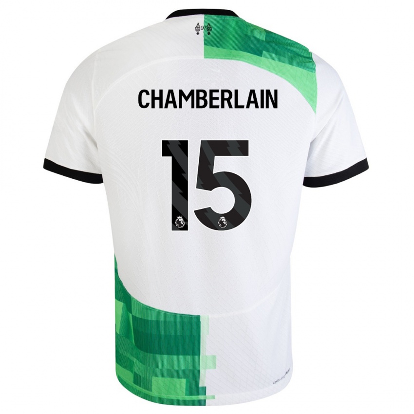 Mujer Camiseta Alex Oxlade Chamberlain #15 Blanco Verde 2ª Equipación 2023/24 La Camisa México