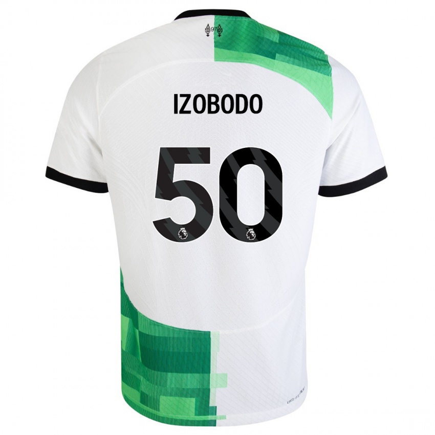 Mujer Camiseta Elijah Izobodo John #50 Blanco Verde 2ª Equipación 2023/24 La Camisa México