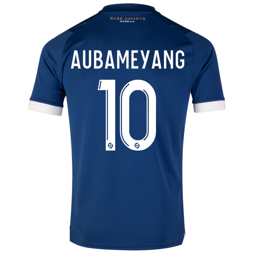 Mujer Camiseta Pierre-Emerick Aubameyang #10 Azul Oscuro 2ª Equipación 2023/24 La Camisa México