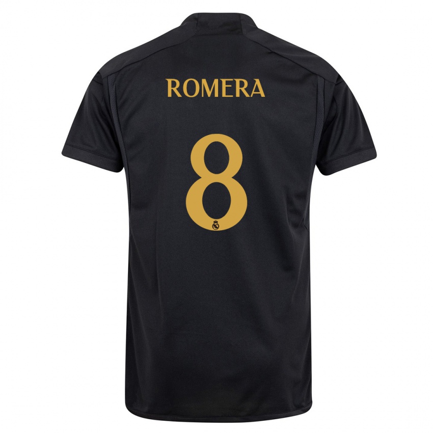 Mujer Camiseta Miguel Romera #8 Negro Equipación Tercera 2023/24 La Camisa México